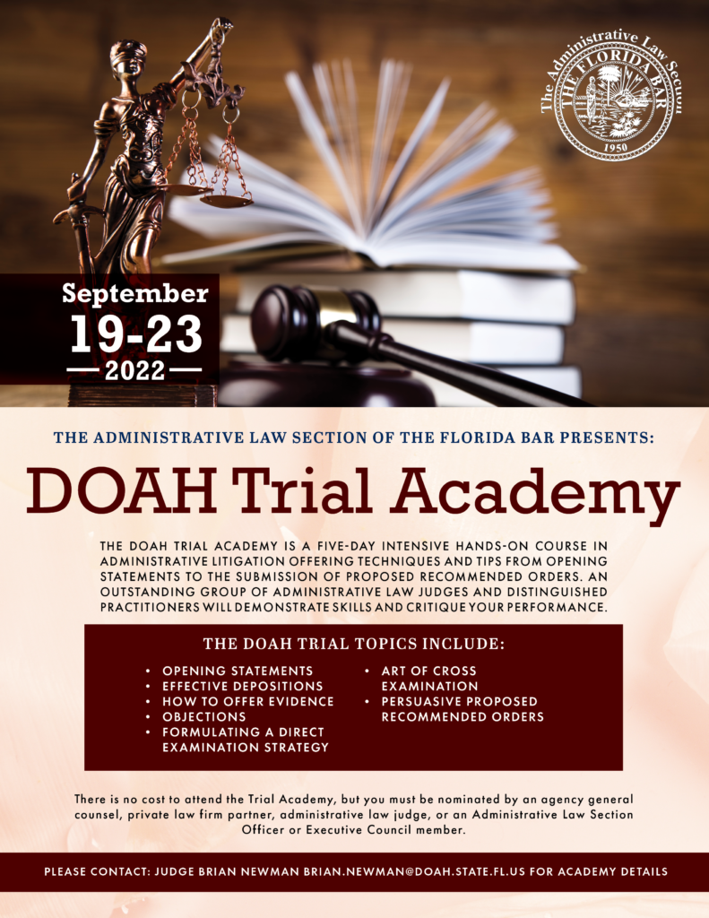 Information on how to apply to DOAH Trial Academy